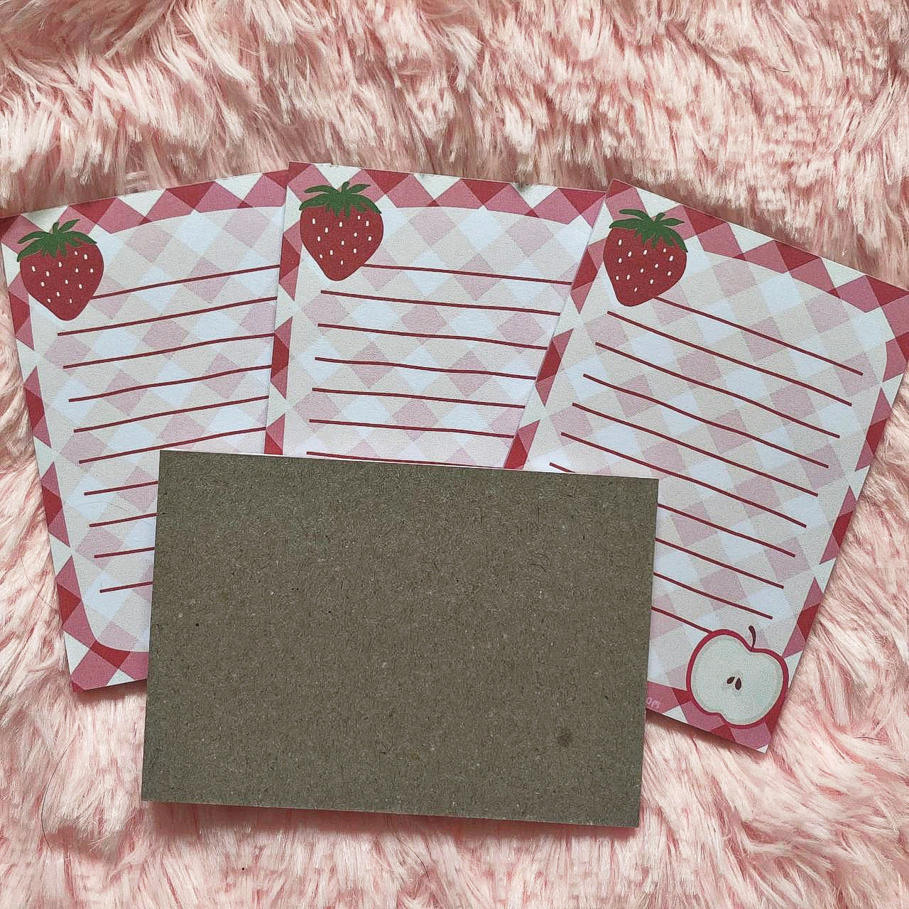 Cottagecore Picnic Notepad | Strawberry Apple Notepad A7 | Fruit Memo Pad