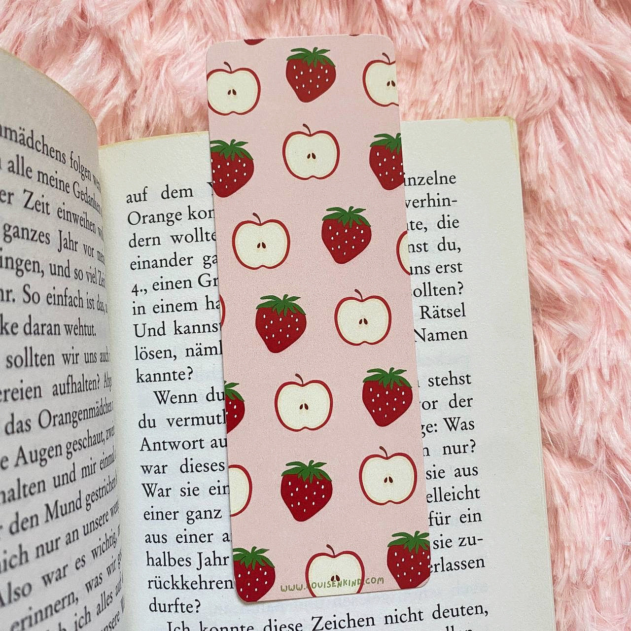 Strawberry Apple Cottagecore Bookmark | Kawaii Stationery | 250g Paper Bookmark