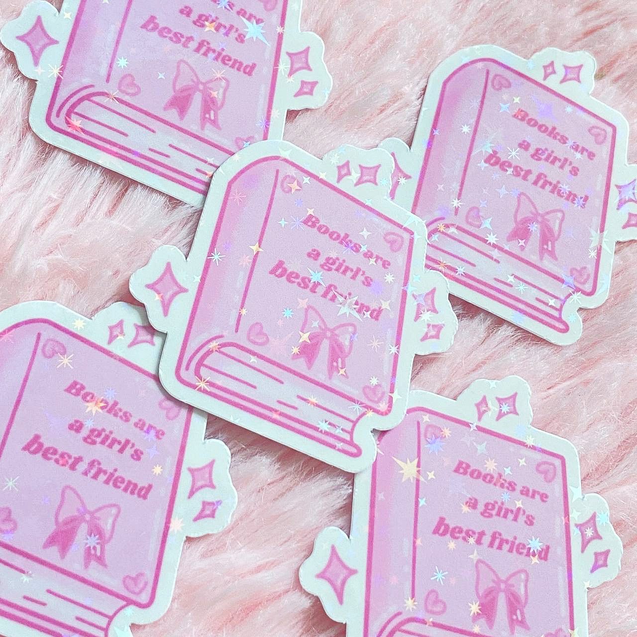 Books Are A Girl’s Best Friend Glitter Sticker | Cute Kindle Decals | Bookish Stationery | Book Lover Gifts