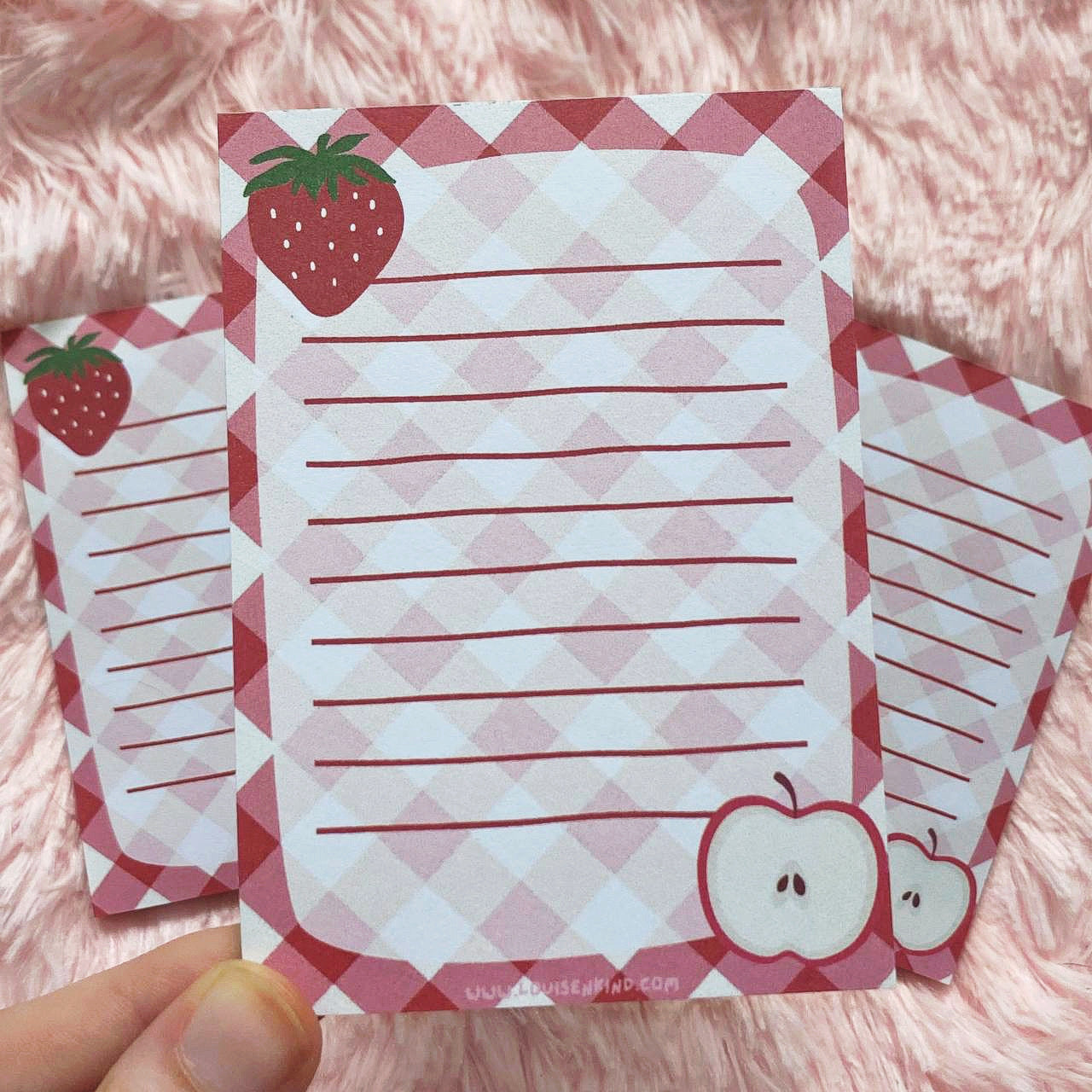 Cottagecore Picnic Notepad | Strawberry Apple Notepad A7 | Fruit Memo Pad