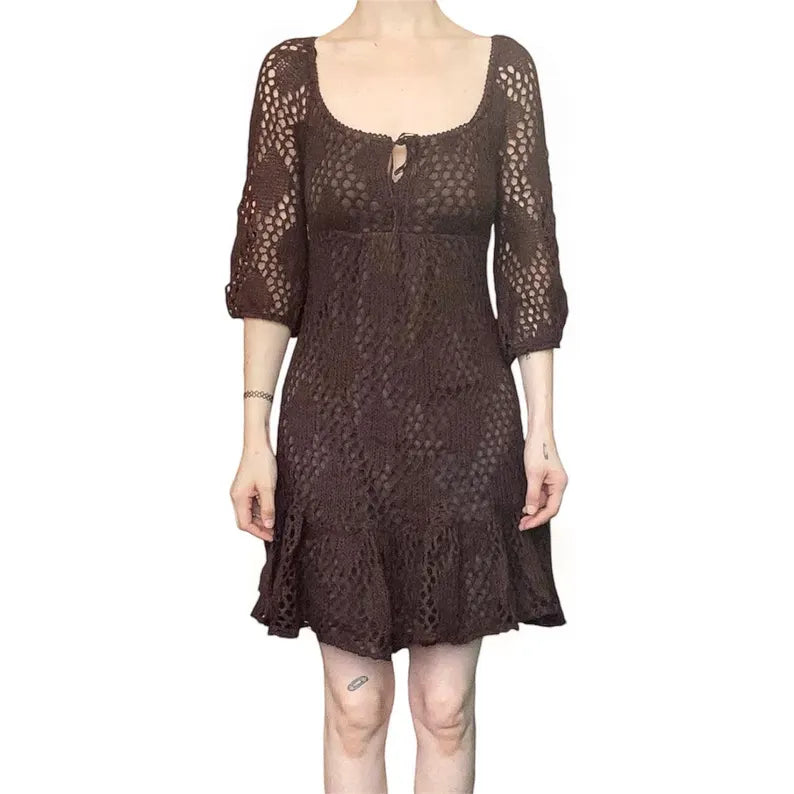 Vintage Fairy Grunge Boho Knit Dress - Louisenkind