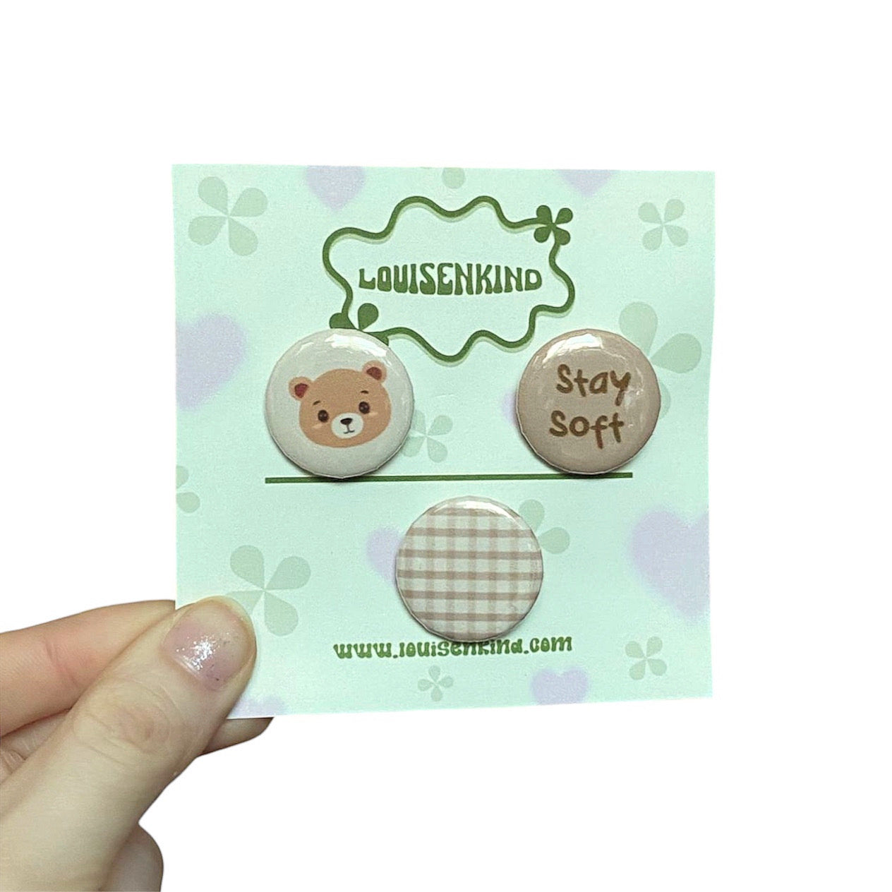 Stay Soft Kawaii Teddy Pinback Buttons
