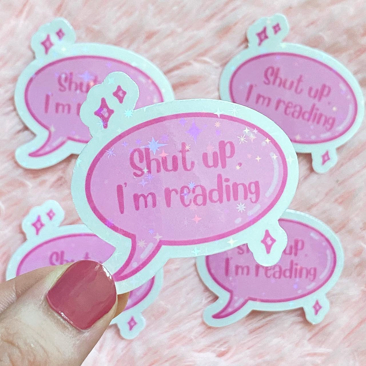 Shut Up, I’m Reading Glitter Sticker | Cute Kindle Sticker | Bookish Stationery | Book Lover Gifts