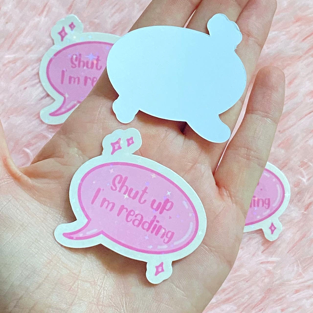 Shut Up, I’m Reading Glitter Sticker | Cute Kindle Sticker | Bookish Stationery | Book Lover Gifts