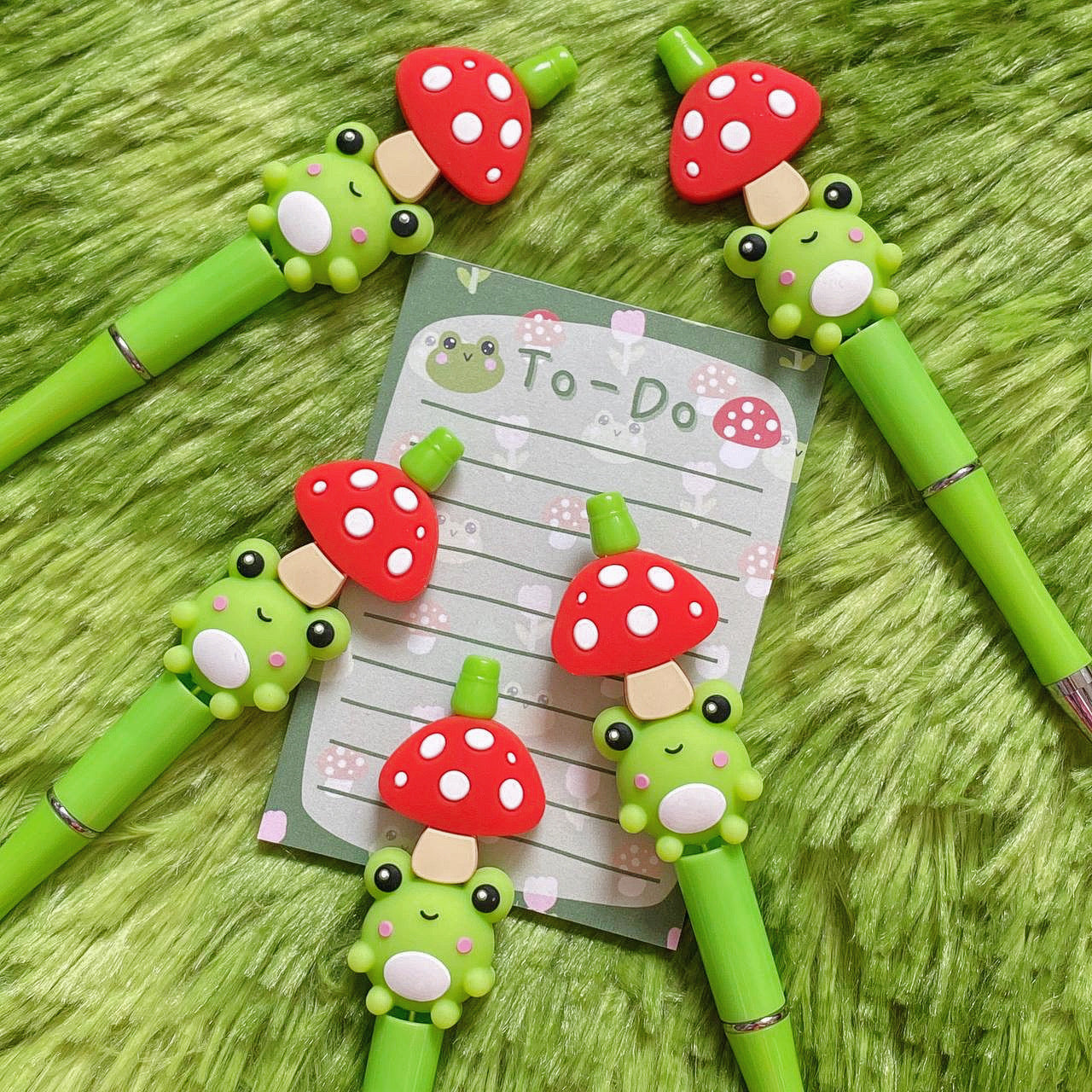 Beaded Froggy Mushroom Ballpoint Pen | Kawaii Stationery | Journaling Gifts