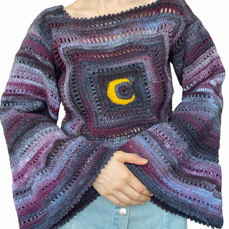 Magical Crescent Moon Crochet Sweater - Louisenkind
