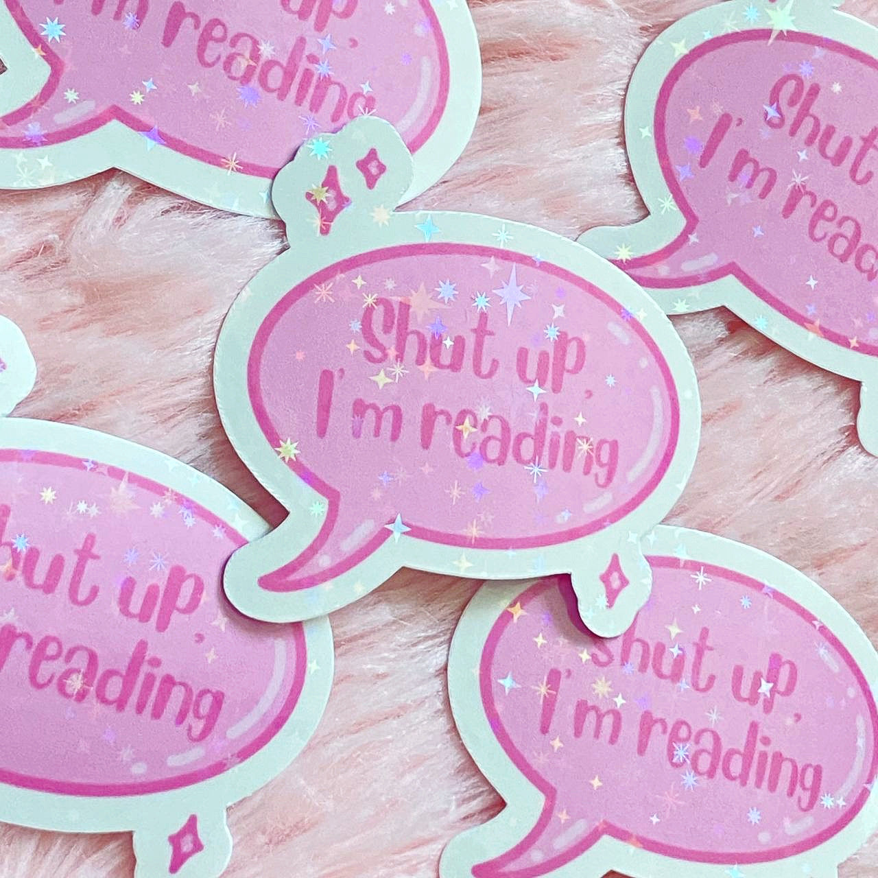 Shut Up, I’m Reading Glitter Sticker | Cute Kindle Sticker | Bookish Stationery | Book Lover Gifts