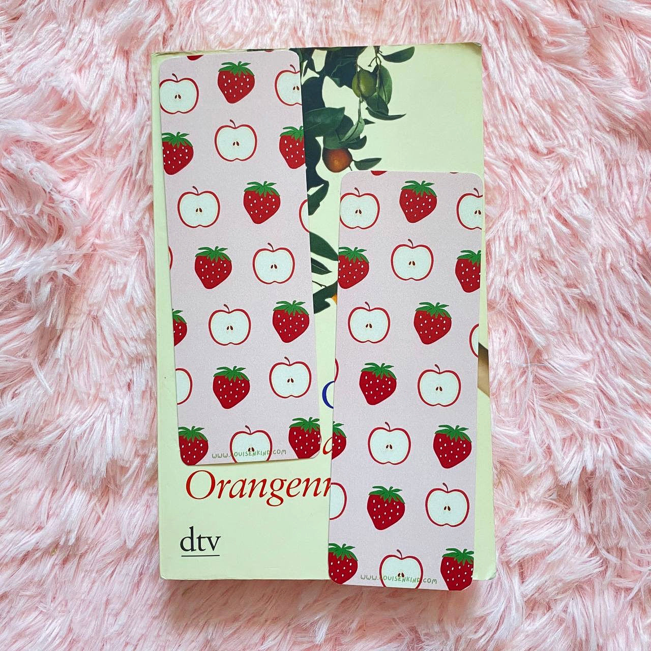 Strawberry Apple Cottagecore Bookmark | Kawaii Stationery | 250g Paper Bookmark