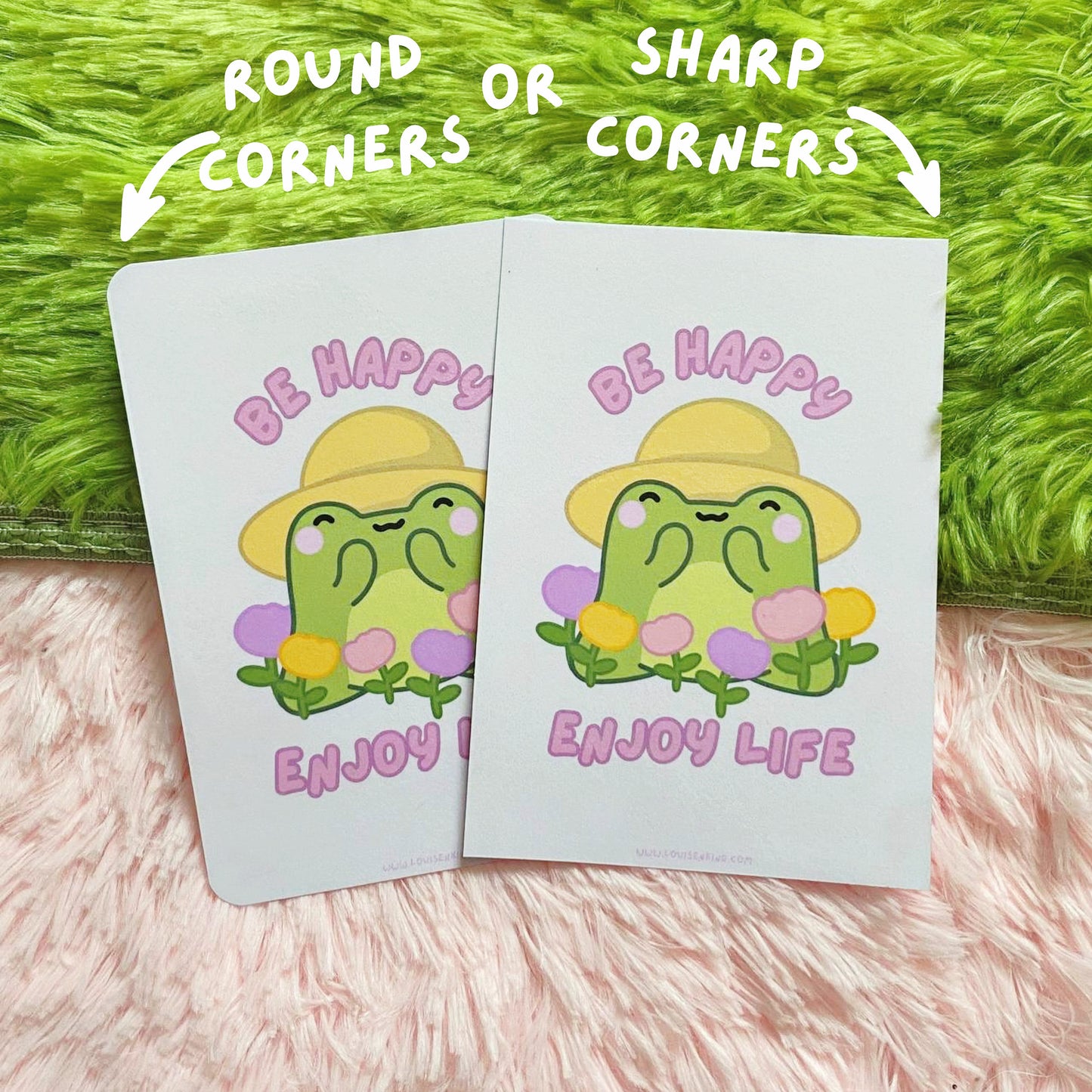 Be Happy Kawaii Frog Art Print | Cute Frog Greeting Card | A6 Art Print | Round & Sharp Corners