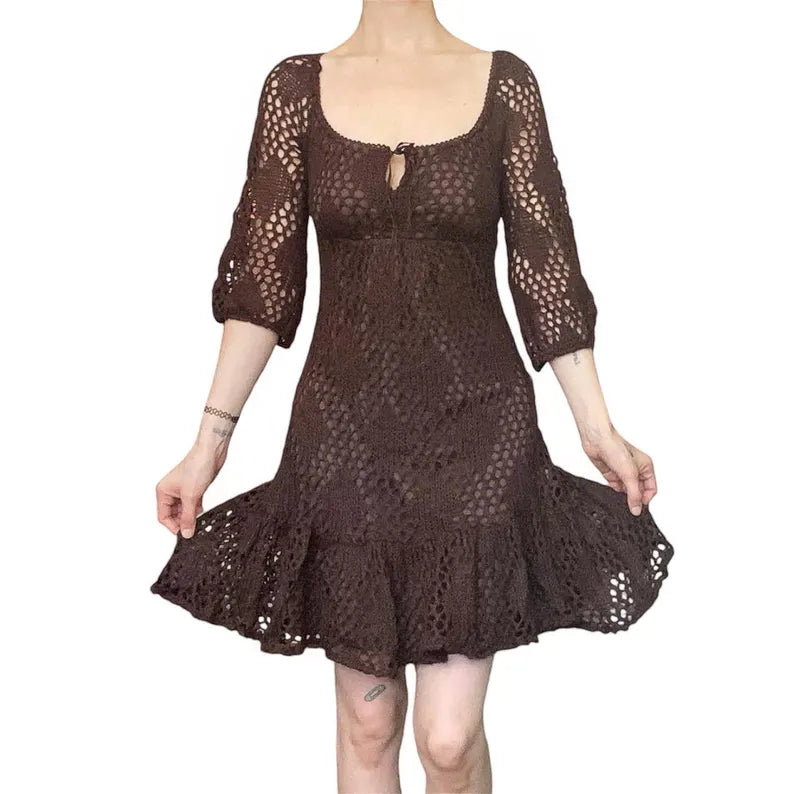 Vintage Fairy Grunge Boho Knit Dress - Louisenkind
