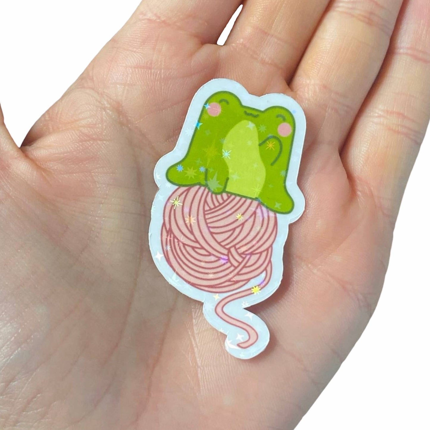 Kawaii Yarn Froggy Glitter Sticker