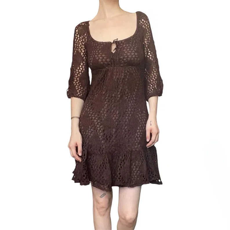 Vintage Fairy Grunge Boho Knit Dress - Louisenkind