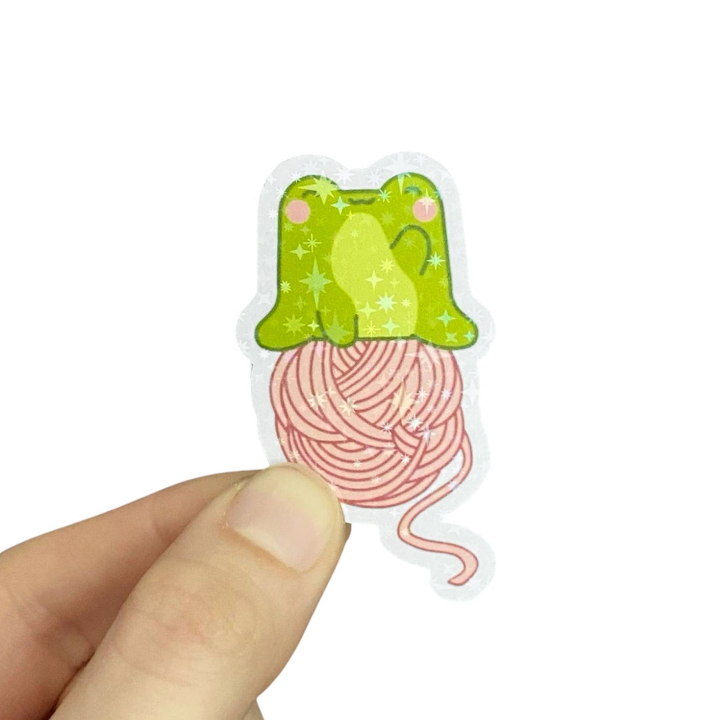 Kawaii Yarn Froggy Glitter Sticker