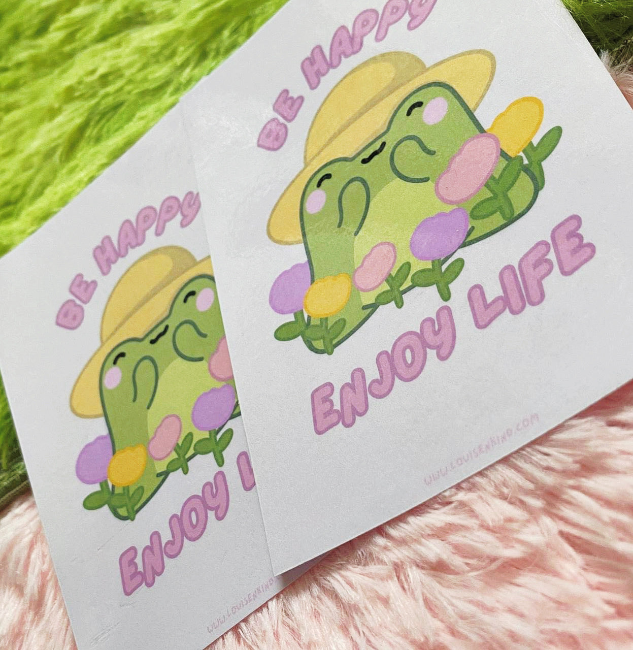 Be Happy Kawaii Frog Art Print | Cute Frog Greeting Card | A6 Art Print | Round & Sharp Corners