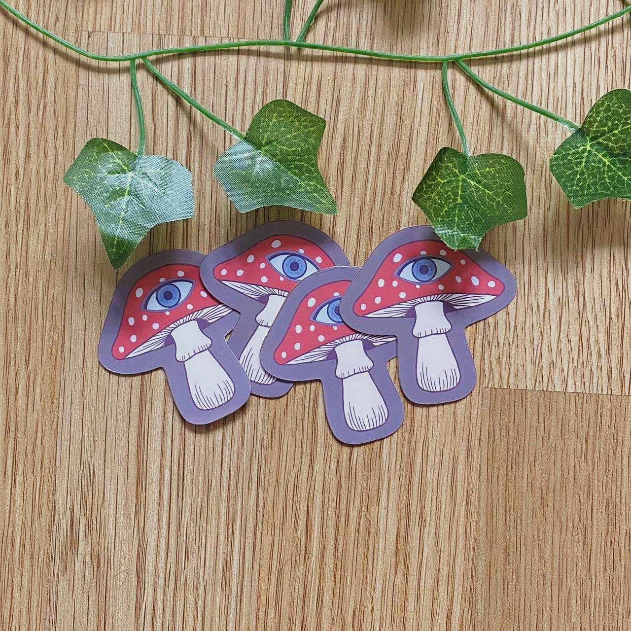 Psychedelic One Eyed Mushroom Sticker | Magical Hippie Stickers | Trippy 1960s Vintage Decals