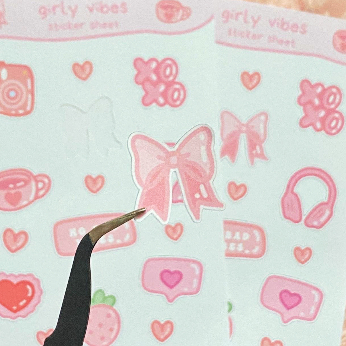 Pastel Pink Girly Planner Stickers | Scrapbook Journal Stickers | A6 Sticker Sheet | Cute Kawaii Stickers