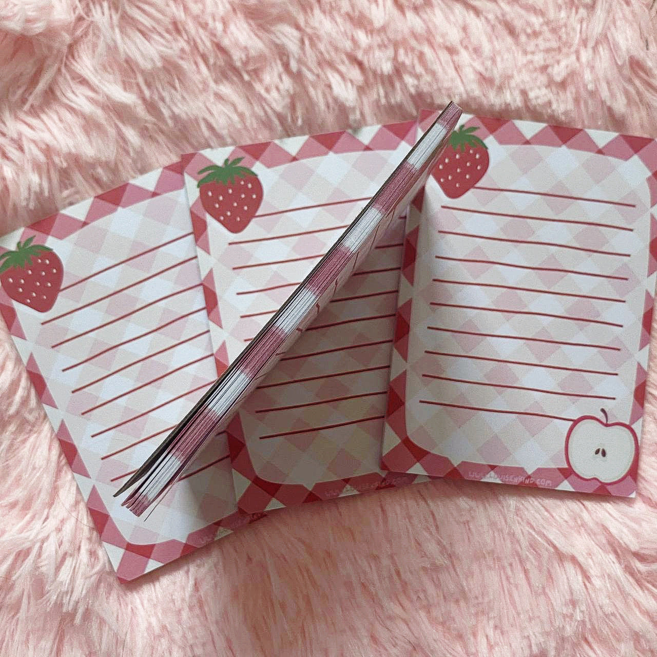 Cottagecore Picnic Notepad | Strawberry Apple Notepad A7 | Fruit Memo Pad