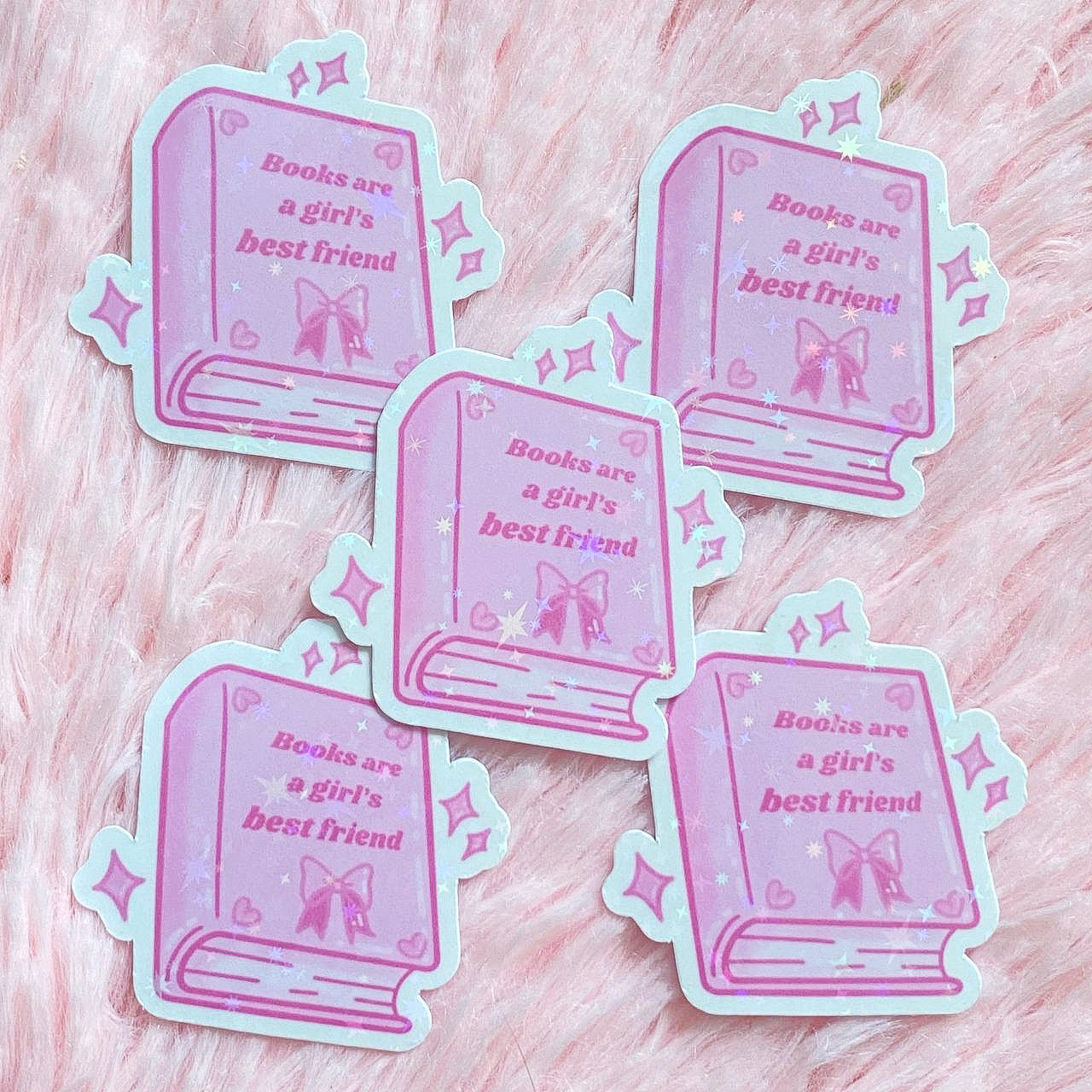 Books Are A Girl’s Best Friend Glitter Sticker | Cute Kindle Decals | Bookish Stationery | Book Lover Gifts