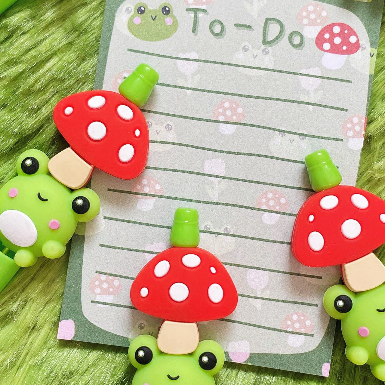 Beaded Froggy Mushroom Ballpoint Pen | Kawaii Stationery | Journaling Gifts