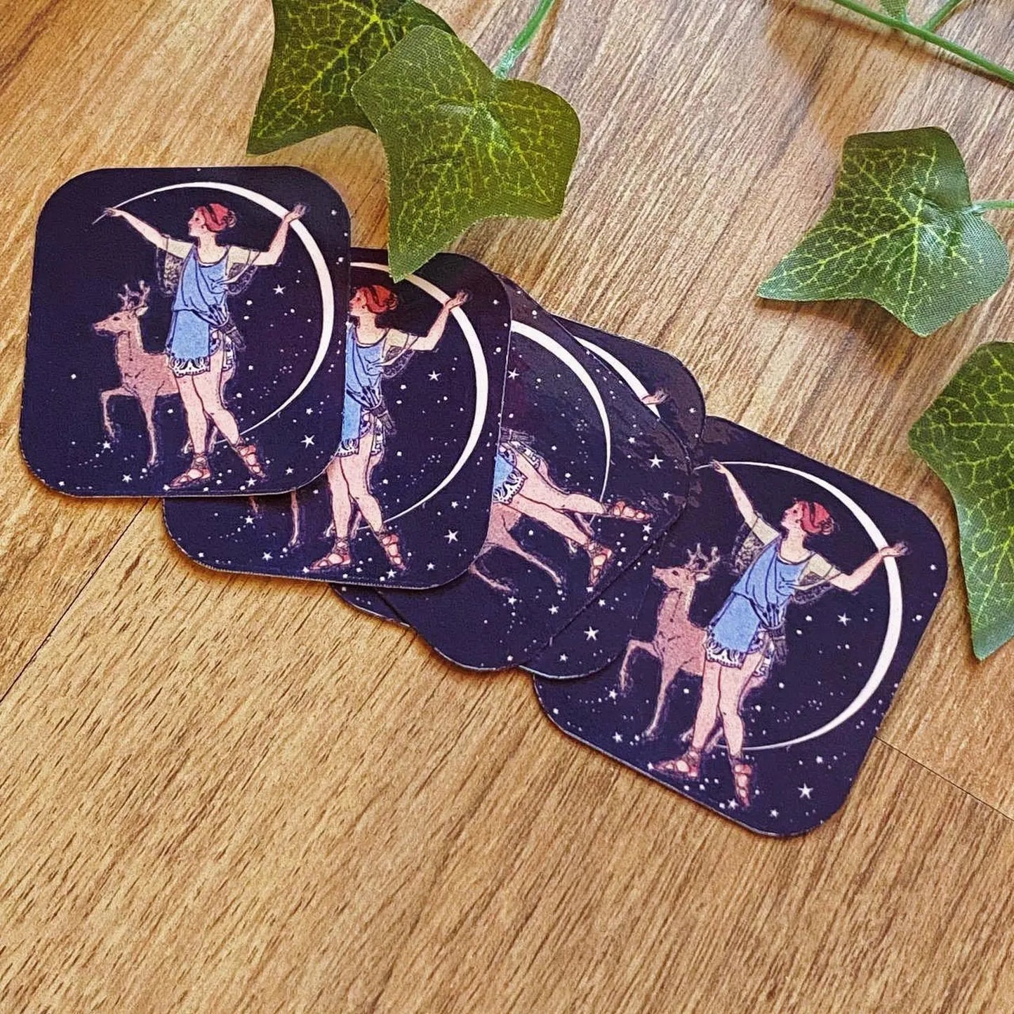 1924 Lady Artemis Sticker, Goddess Of The Hunt, Mystical Moon Art Nouveau Sticker, Celestial Whimsigoth Decal, Historic Vintage Stickers