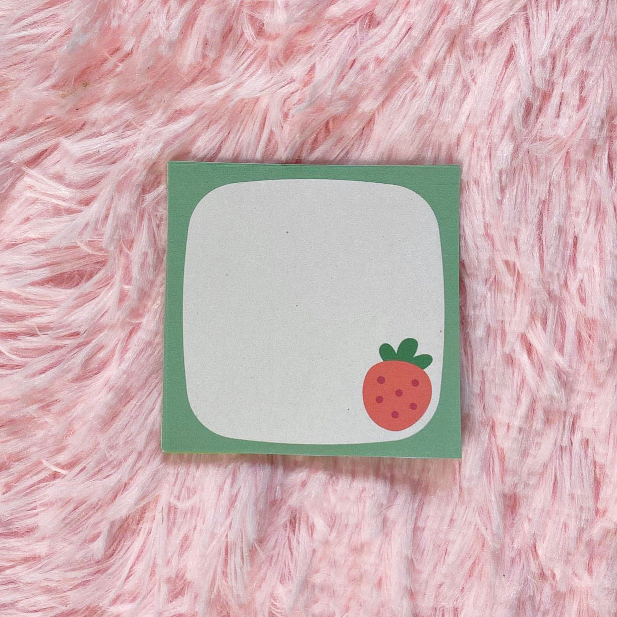 Kawaii Strawberry Sticky Notes | Adhesive Memo Pad | Recycled Paper | Fruit Sticky Notes