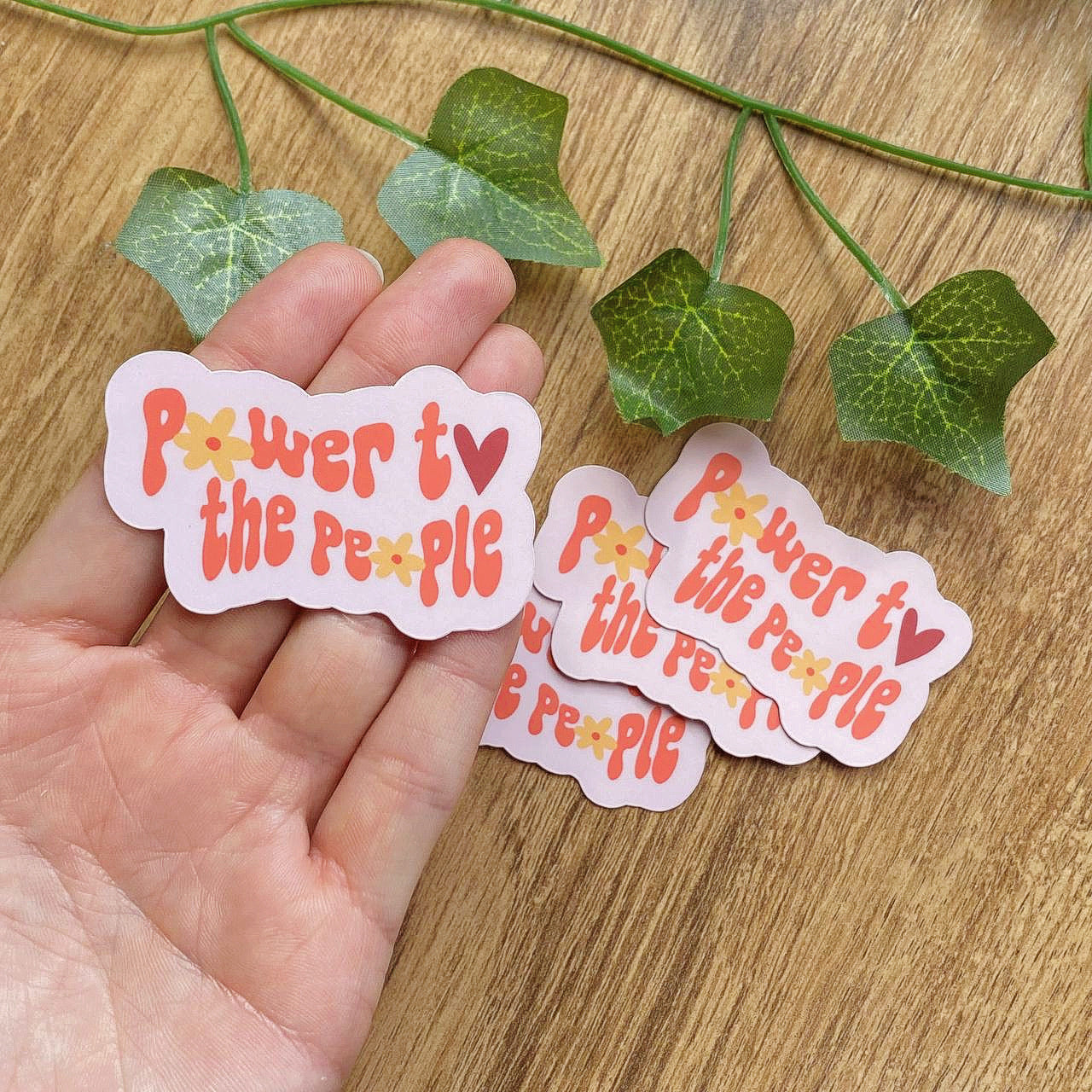 Power To The People Statement Sticker | Politics Activism Stickers | Vintage Hippie Decal