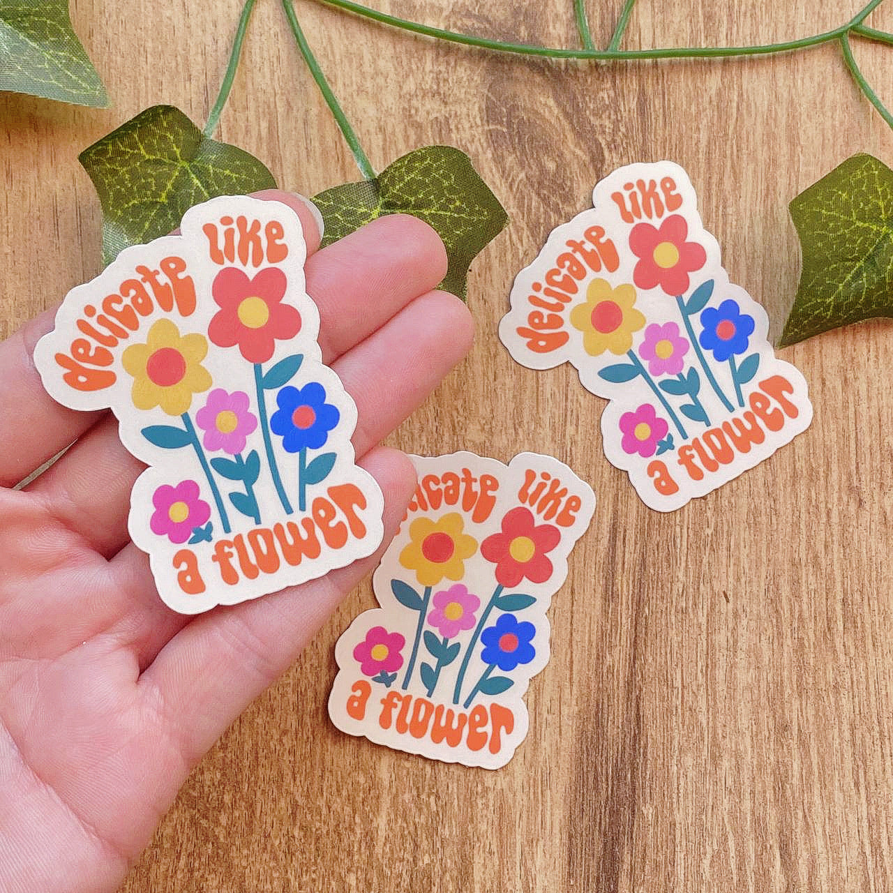 Delicate Like A Flower Sticker | Mental Health Stickers | Vintage Inspired Decals