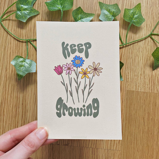 Keep Growing Flower Art Print | Whimsical Wall Art Decor | Mental Health Posters