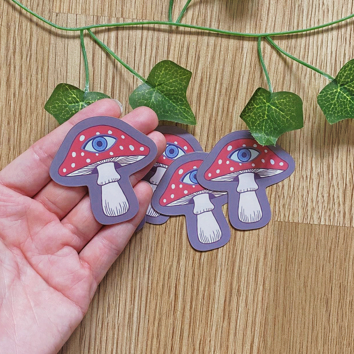 Psychedelic One Eyed Mushroom Sticker | Magical Hippie Stickers | Trippy 1960s Vintage Decals