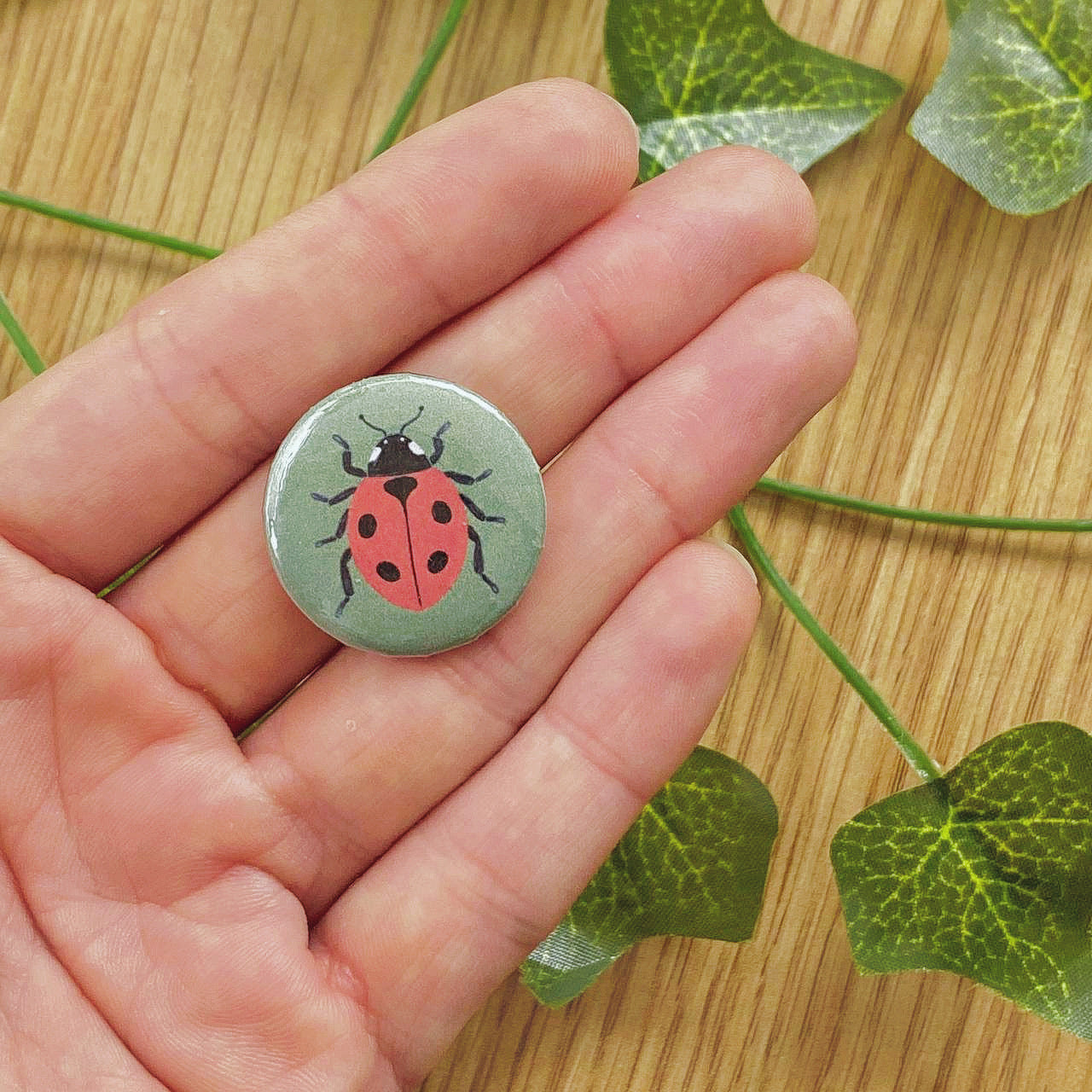 Vintage Ladybug Button Pin | 25 mm 1” Pinback Buttons | Bug Pins