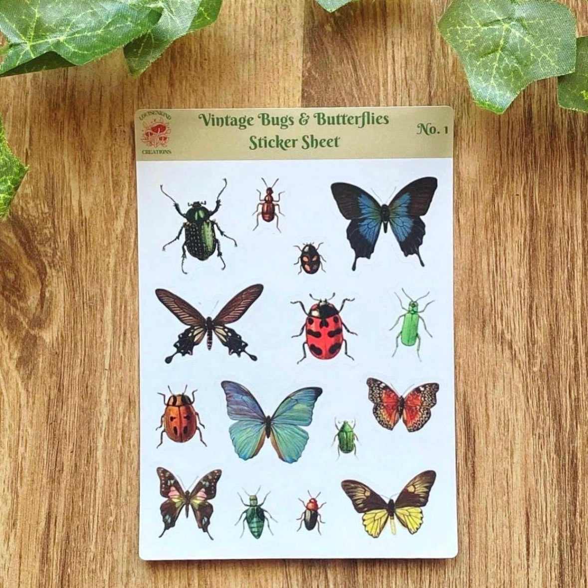 Ephemera Bugs And Butterflies Sticker Sheet, Vintage Victorian Insect Art, Scrapbook Planner Decals, Nature Journal Stickers