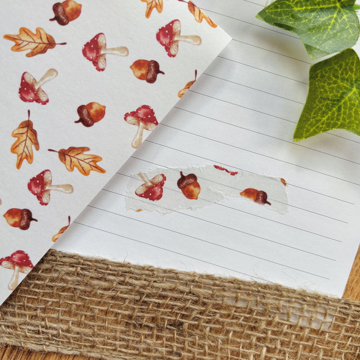 washi mushroom tape on notebook page