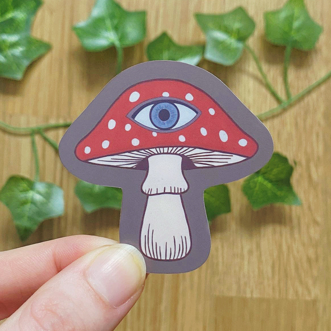Psychedelic One Eyed Mushroom Sticker | Magical Hippie Stickers | Trippy 1960s Vintage Decals