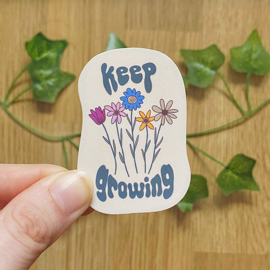 Keep Growing Flower Bouquet Sticker | Mental Health Stickers | Vintage Inspired Decals