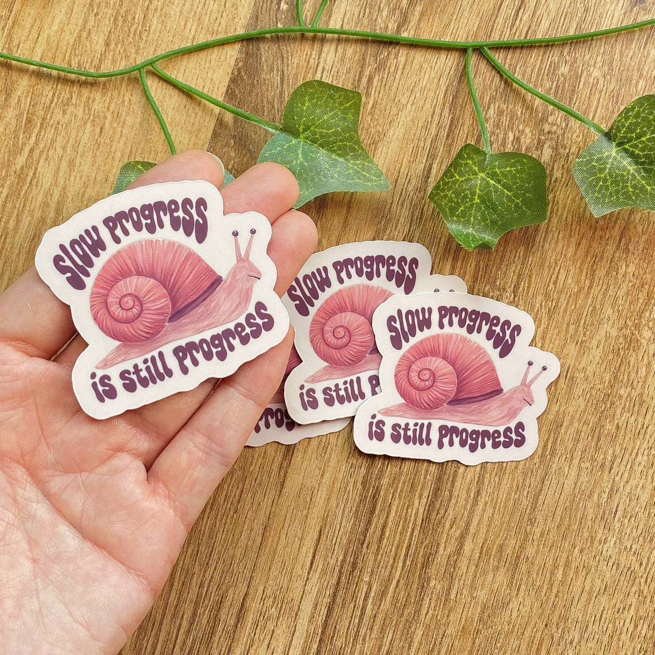 Slow Progress Is Still Progress Snail Sticker | Vintage Inspired Decals | Mental Health Stickers