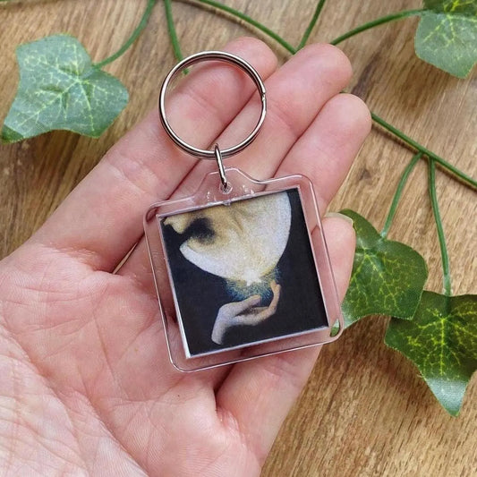 Vintage 1902 Art Keychain Night and Her Daughter Sleep, Dark Academia Aesthetic, Art Girl, Romantic Pre-Raphaelite Keyring