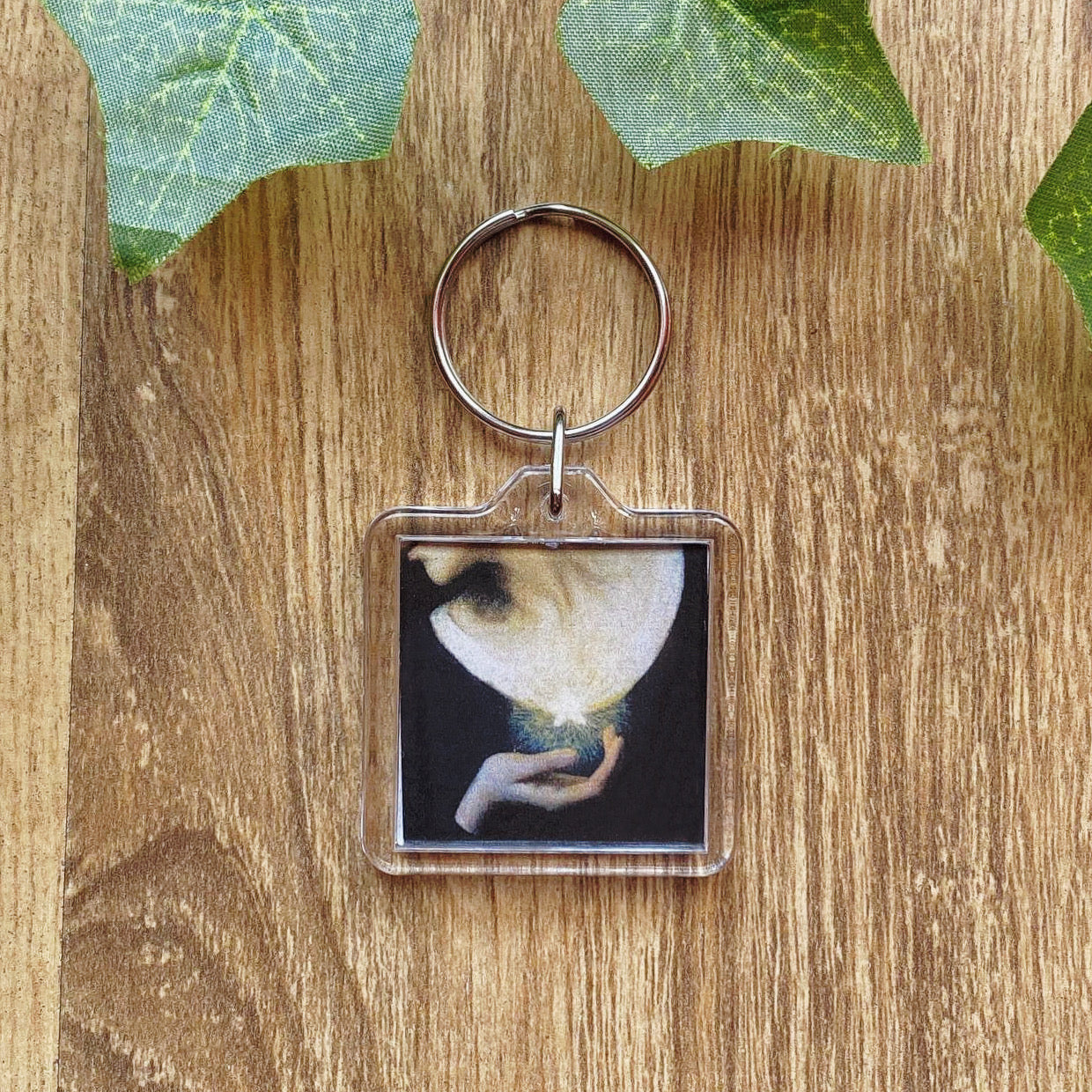 Vintage 1902 Art Keychain Night and Her Daughter Sleep, Dark Academia Aesthetic, Art Girl, Romantic Pre-Raphaelite Keyring