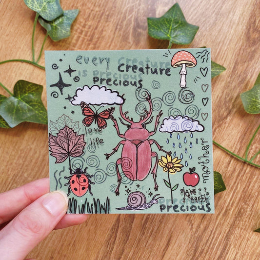 Whimsical Mother Earth Bug Art Print | Fairycore Decor | Dreamcore | Vintage Inspired Art