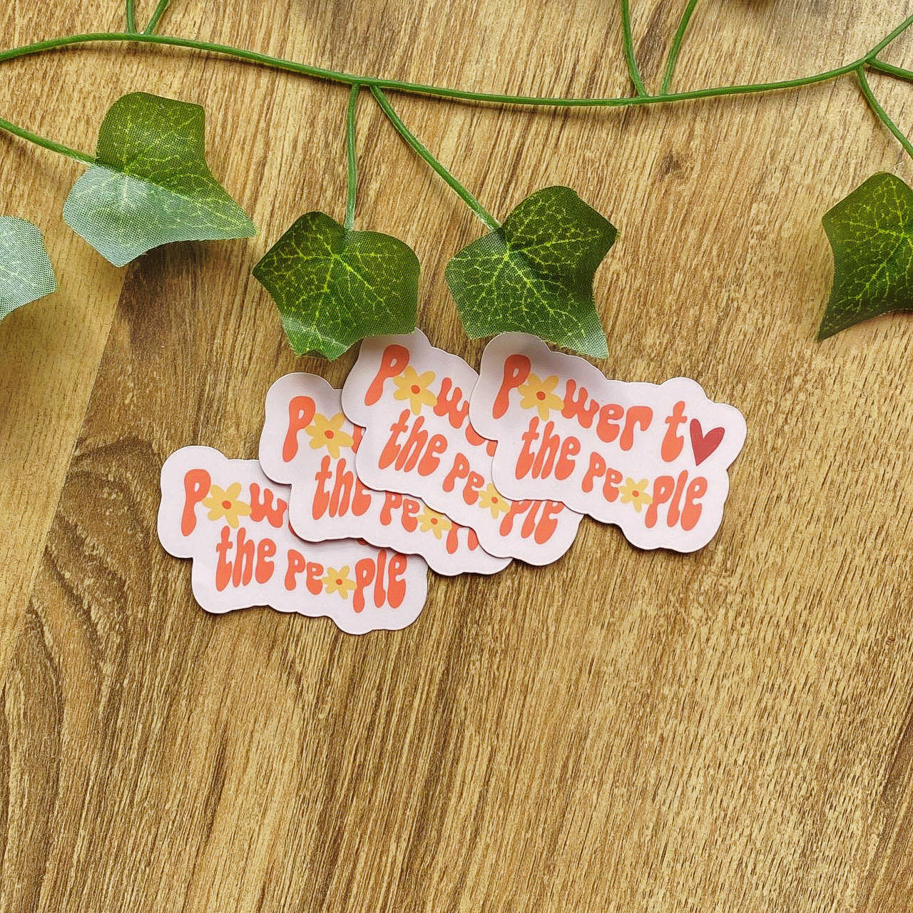 Power To The People Statement Sticker | Politics Activism Stickers | Vintage Hippie Decal