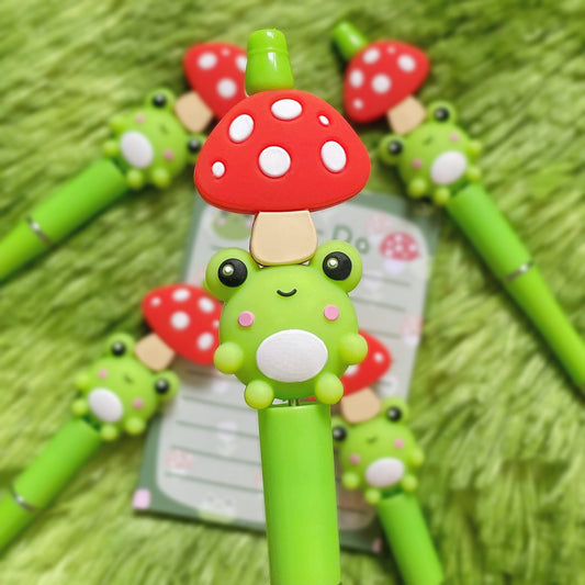 Beaded Froggy Mushroom Ballpoint Pen | Kawaii Stationery | Journaling Gifts