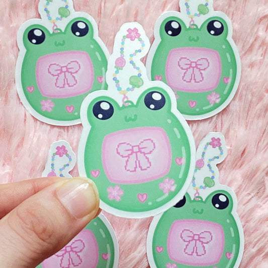 Kawaii Froggy Tamagotchi Pastel Sticker | Cute Y2K Stickers | Waterproof Matte Vinyl Sticker