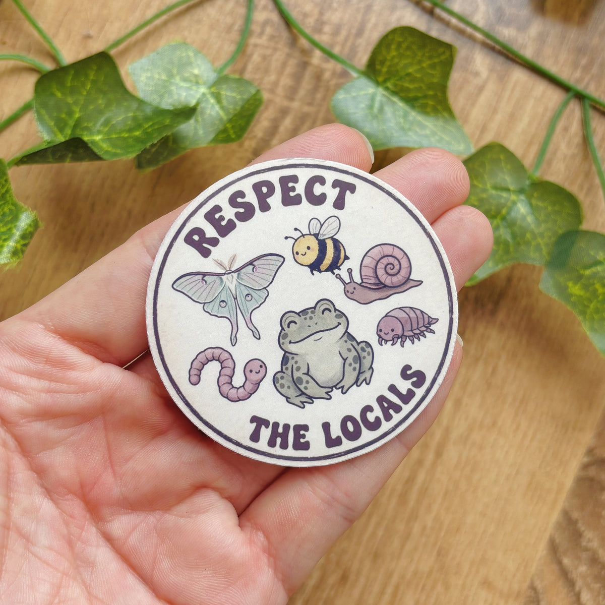 Respect The Locals Animal Sticker, Whimsical Vintage Inspired Decal, Insect Bug Lover Gift