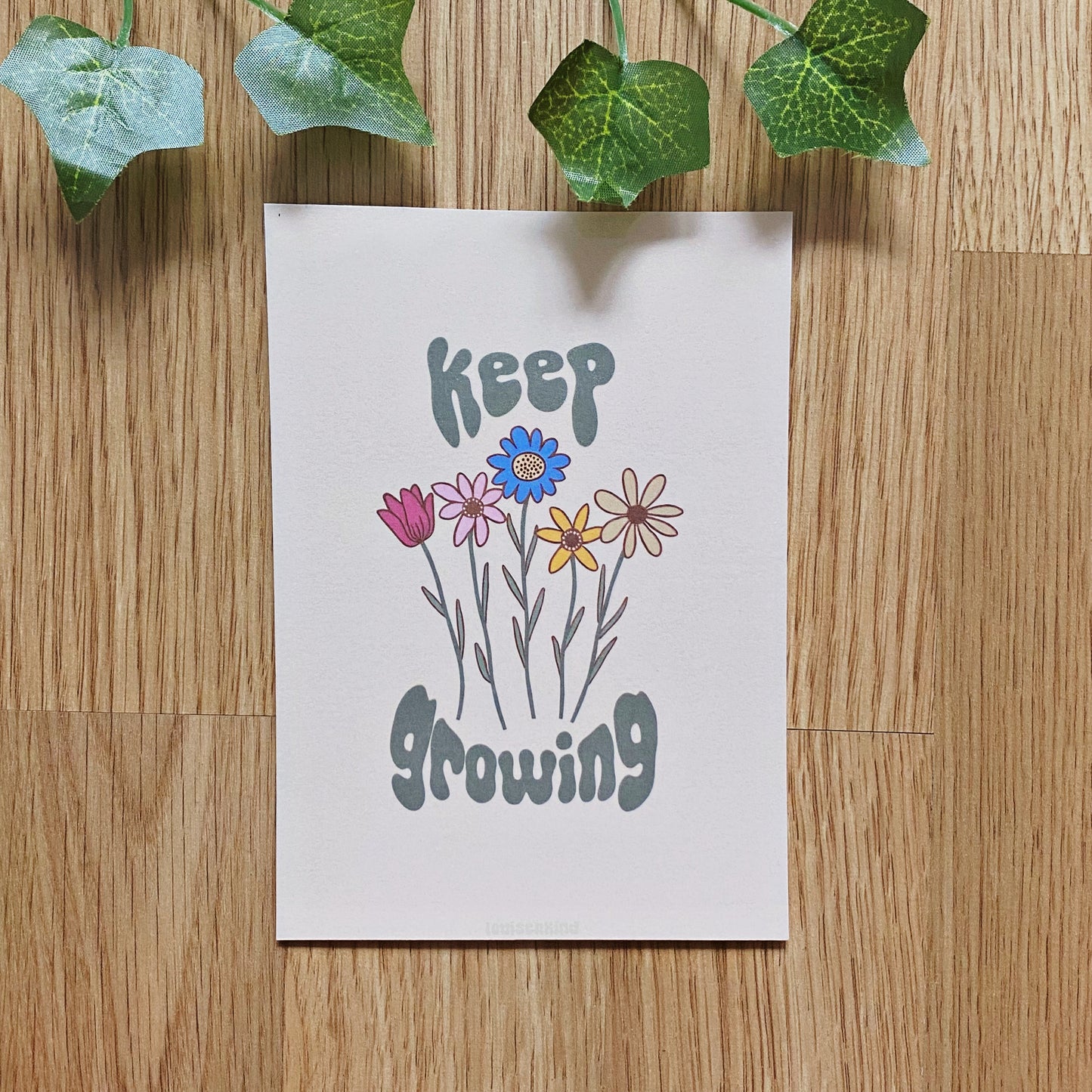 Keep Growing Flower Art Print | Whimsical Wall Art Decor | Mental Health Posters