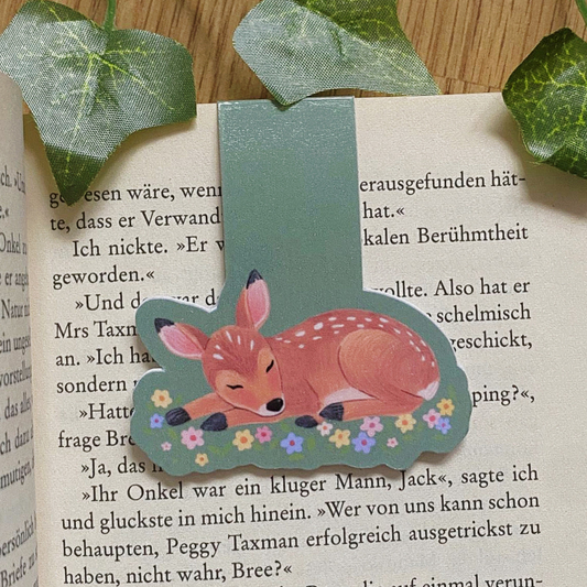 Magnetic Sleeping Fawn Bookmark | Cottagecore Nature Bookmarks | Vintage Inspired Bookmark