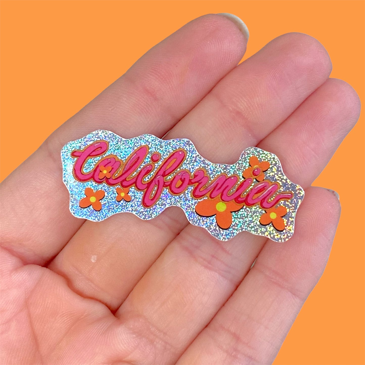 1960s Ephemera California Glitter Sticker, Vintage Cali Hippie Decal, Whimsy Pixie Dust Decal, California Lover Gift