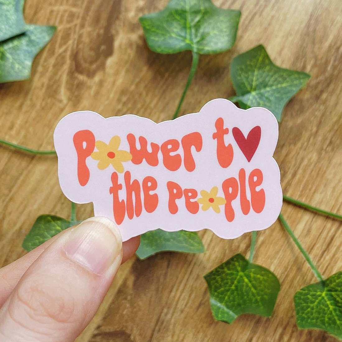 Power To The People Statement Sticker | Politics Activism Stickers | Vintage Hippie Decal