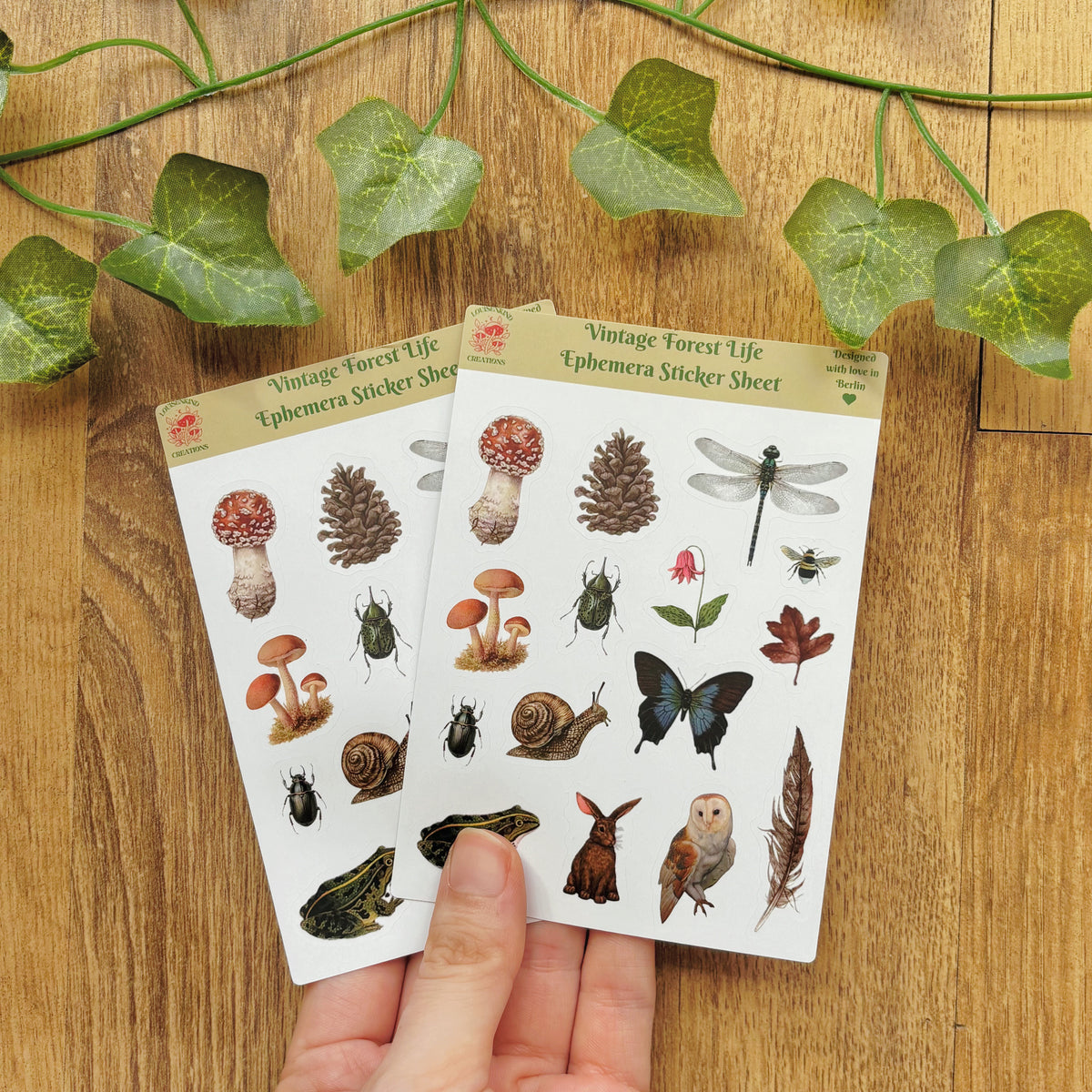 Ephemera Forest Life Sticker Sheet, Vintage Victorian Nature Art, Mushroom Scrapbook Planner Decals, Bug Journal Stickers