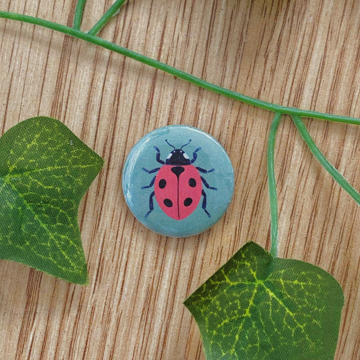 Vintage Ladybug Button Pin | 25 mm 1” Pinback Buttons | Bug Pins
