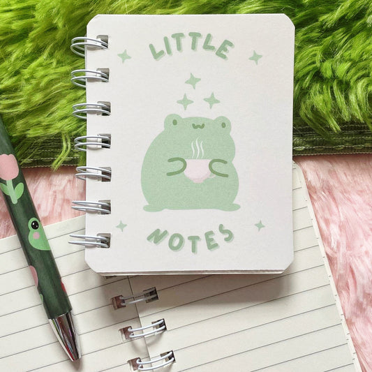 Kawaii Coffee Frog Notebook | Mini Pocket Notebook | Frog Journal Notebook