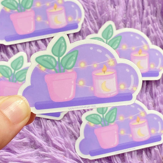 Aesthetic Lo-Fi Plant Shelf Sticker | Cute Kawaii Stickers | Waterproof Matte Vinyl Sticker